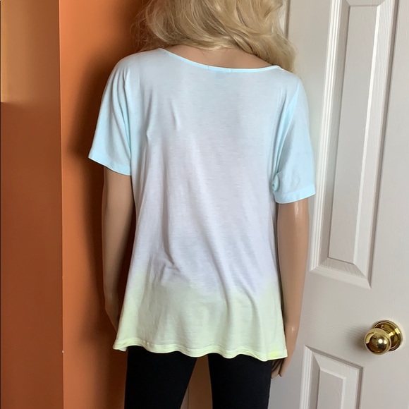 Ombré tie dyed Gap aqua yellow white tee size L - Picture 5 of 8